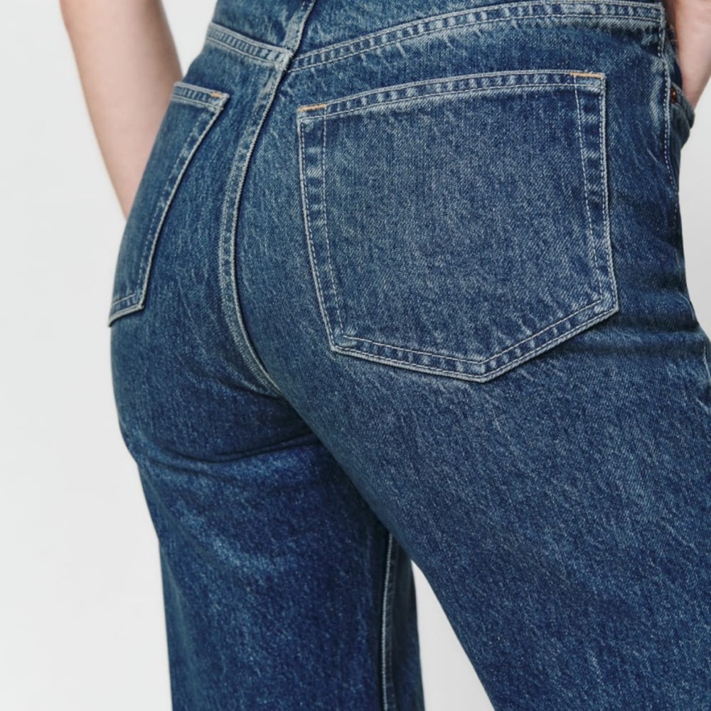 Reformation Cynthia High Rise Straight Long Jeans - Dark Blue - Picture 3 of 6